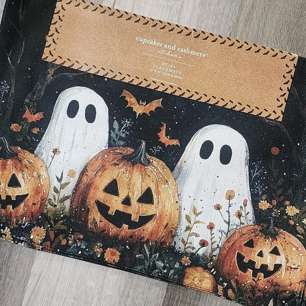 Cupcakes and Cashmere Ghosts and Pumpkins Halloween Placemats 4 Pc 13